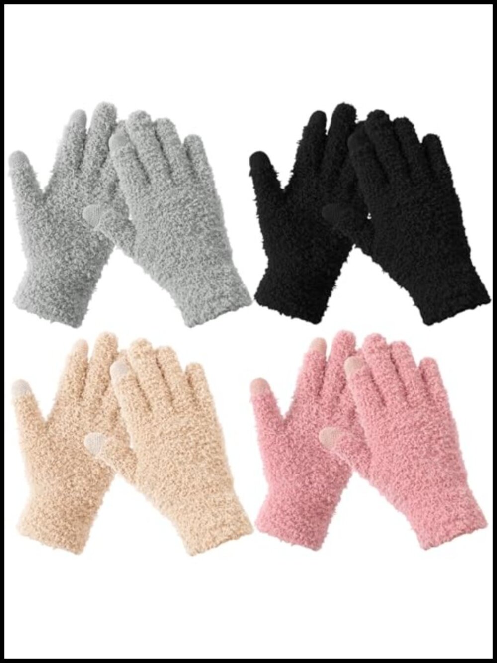 Women's Knit Winter Gloves with Elastic Cuff & Touchscreen Fingertips